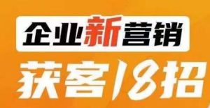 企业新营销获客18招,传统企业转型必学,让您的生意更好做!-项目资源库