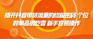 撬开抖音带货流量的终极密码 个位数单品很吃香 新手容易操作-项目资源库