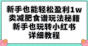 新手也能轻松盈利1w，卖减肥食谱玩法秘籍，新手也玩转小红书详细教程【揭秘】-项目资源库
