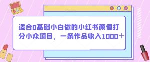 适合0基础小白做的小红书颜值打分小众项目,一条作品收入1000+【揭秘】-项目资源库