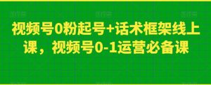 视频号0粉起号+话术框架线上课，视频号0-1运营必备课-项目资源库