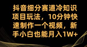 抖音细分赛道冷知识项目玩法，10分钟快速制作一个视频，新手小白也能月入1W+【揭秘】-项目资源库