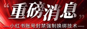 【最新】小红书账号封禁强制换绑技术可日赚300-项目资源库