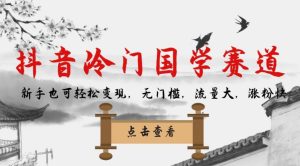 抖音冷门国学赛道，新手也可轻松变现，无门槛，流量大，涨粉快-项目资源库