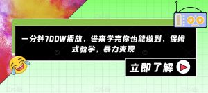 一分钟700W播放，进来学完你也能做到，保姆式教学，暴力变现【揭秘】-项目资源库