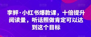 李鲆·小红书爆款课，十倍提升阅读量，听话照做肯定可以达到这个目标-项目资源库