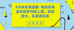 8大体系渠道篇·电商多渠道布局系列线上课,渠道放大,多渠道布局-项目资源库