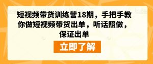 短视频带货训练营18期,手把手教你做短视频带货出单,听话照做,保证出单-项目资源库