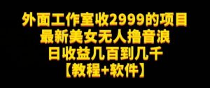 外面工作室收2999的项目最新美女无人撸音浪日收益几百到几千【教程+软件】（仅揭秘）-项目资源库