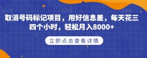 取消号码标记项目，用好信息差，每天花三四个小时，轻松月入8000+【揭秘】-项目资源库