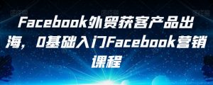 Facebook外贸获客产品出海,0基础入门Facebook营销课程-项目资源库