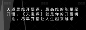 天道思维开悟课，最高维的能量是开悟，《天道课》就是你的开悟钥匙，尽早开悟让人生越来越顺-项目资源库