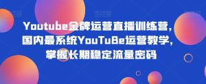Youtube金牌运营直播训练营，国内最系统YouTuBe运营教学，掌握长期稳定流量密码-项目资源库