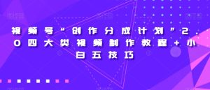 视频号“创作分成计划”2.0四大类视频制作教程+小白五技巧【揭秘】-项目资源库