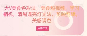 大V美食色彩法,美食短视频,学习相机,清晰透亮灯光法,剪映剪辑,美感调色-项目资源库