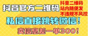 价值3000的技术!抖音二维码直跳微信!站内无限发不违规!-项目资源库