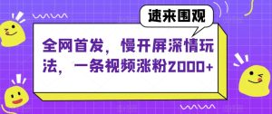 全网首发，慢开屏深情玩法，一条视频涨粉2000+【揭秘】-项目资源库