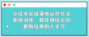 小红书实战落地运营方法，系统训练，抓住搞钱方向，跟有结果的人学习-项目资源库