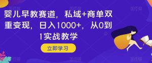 婴儿早教赛道，私域+商单双重变现，日入1000+，从0到1实战教学【揭秘】-项目资源库