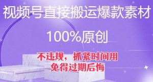 视频号直接搬运爆款素材，100%原创，不违规，抓紧时间用，免得过期后悔【揭秘】-项目资源库