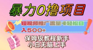 暴力0撸项目：短视频推广流量卡轻松日入500+，保姆级教程新手小白无脑上手【揭秘】-项目资源库