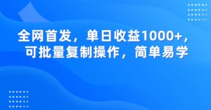 全网首发，单日收益1000+，可批量复制操作，简单易学【揭秘】-项目资源库