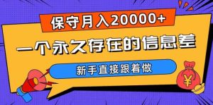 一个永久存在的信息差,保守月入20000+,新手直接跟着做【揭秘】-项目资源库