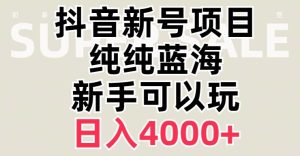 抖音蓝海赛道，必须是新账号，日入4000+【揭秘】-项目资源库