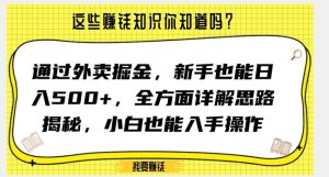 通过外卖掘金，新手也能日入500+，全方面详解思路揭秘，小白也能上手操作【揭秘】-项目资源库