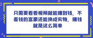 谁做过这么简单的项目？只需要看看视频就能赚到钱，不差钱的富豪还能换成实物，赚钱就是这么简单！【揭秘】-项目资源库