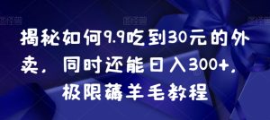 揭秘如何9.9吃到30元的外卖，同时还能日入300+，极限薅羊毛教程-项目资源库