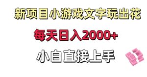 新项目小游戏文字玩出花日入2000+，每天只需一小时，小白直接上手【揭秘】-项目资源库