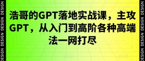 浩哥的GPT落地实战课,主攻GPT,从入门到高阶各种高端法一网打尽-项目资源库