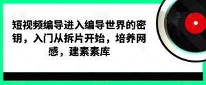 短视频编导进入编导世界的密钥,入门从拆片开始,培养网感,建素素库-项目资源库