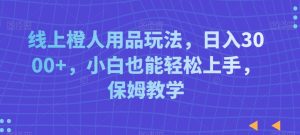 线上橙人用品玩法，日入3000+，小白也能轻松上手，保姆教学【揭秘】-项目资源库