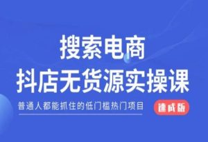 搜索电商抖店无货源必修课，普通人都能抓住的低门槛热门项目【速成版】-项目资源库