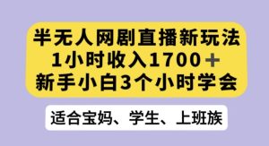 半无人网剧直播新玩法，1小时收入1700+，新手小白3小时学会【揭秘】-项目资源库