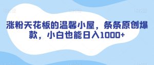 涨粉天花板的温馨小屋,条条原创爆款,小白也能日入1000+【揭秘】-项目资源库