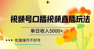 视频号囗播视频直播玩法,单日收入5000+,批量操作不封号【揭秘】-项目资源库
