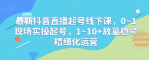 最新抖音直播起号线下课,0~1现场实操起号,1~10+放量稳号精细化运营-项目资源库