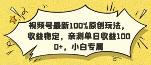 视频号最新100%原创玩法，收益稳定，亲测单日收益1000+，小白专属【揭秘】-项目资源库