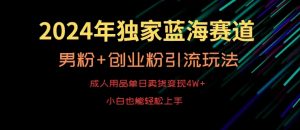 2024年独家蓝海赛道，成人用品单日卖货变现4W+，男粉+创业粉引流玩法，不愁搞不到流量【揭秘】-项目资源库