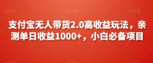 支付宝无人带货2.0高收益玩法，亲测单日收益1000+，小白必备项目【揭秘】-项目资源库