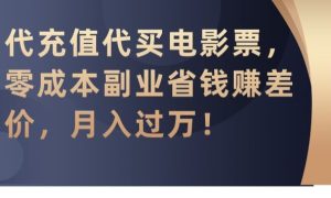代充值代买电影票,零成本副业省钱赚差价,月入过万【揭秘】-项目资源库