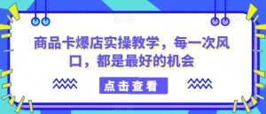 商品卡爆店实操教学,每一次风口,都是最好的机会-项目资源库