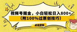 视频号掘金，小白轻松日入800+（附100%过原创技巧）【揭秘】-项目资源库