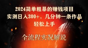 2024简单粗暴的赚钱项目,实测日入300+,几分钟一条作品,轻松上手【揭秘】-项目资源库