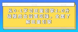 从0-1学习巨量引擎2.0升级版后台设置实操,全面了解巨量引擎-项目资源库