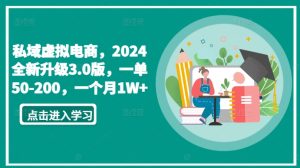 私域虚拟电商,2024全新升级3.0版,一单50-200,一个月1W+【揭秘】-项目资源库