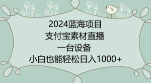 2024年蓝海项目,支付宝素材直播,无需出境,小白也能日入1000+ ,实操教程【揭秘】-项目资源库